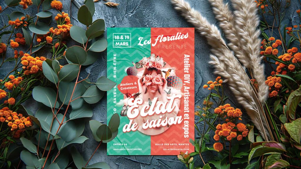 Supports imprimés – Affiche événementielle florale pour atelier DIY et créateurs – design graphique